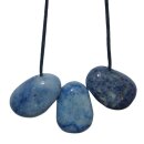 Blauquarz Trommelstein Tropfen gebohrt (2,5 mm) ca. 30 x 20 mm Anhänger Edelstein