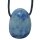Blauquarz Trommelstein Tropfen gebohrt (2,5 mm) ca. 30 x 20 mm Anhänger Edelstein