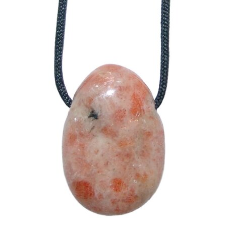 Sonnenstein Trommelstein Tropfen gebohrt (2,5 mm) ca. 30 x 20 mm Anhänger Edelstein