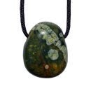 Rhyolith Trommelstein Tropfen gebohrt (2,5 mm) ca. 30 x 20 mm Anhänger Edelstein