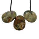 Rhyolith Trommelstein Tropfen gebohrt (2,5 mm) ca. 30 x 20 mm Anhänger Edelstein