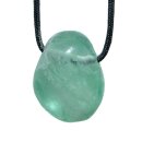 Fluorit grün Trommelstein Tropfen gebohrt (2,5 mm) ca. 30 x 20 mm Anhänger Edelstein