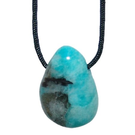 Amazonit Trommelstein Tropfen gebohrt(2,5 mm) ca. 30 x 20 mm Anhänger Edelstein