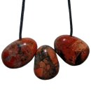 Brekzien Jaspis Trommelstein Tropfen gebohrt (2,5 mm) ca. 30 x 20 mm Anhänger Edelstein