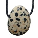 Dalmatiner Jaspis Trommelstein Tropfen gebohrt (2,5 mm) ca. 30 x 20 mm Anhänger Edelstein