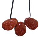 Goldfluss Trommelstein Tropfen gebohrt (2,5 mm) ca. 30 x 20 mm Anhänger Edelstein