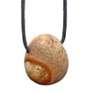 Landschaftsjaspis Trommelstein Tropfen gebohrt (2,5 mm) ca. 30 x 20 mm Anhänger Edelstein