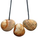 Landschaftsjaspis Trommelstein Tropfen gebohrt (2,5 mm) ca. 30 x 20 mm Anhänger Edelstein