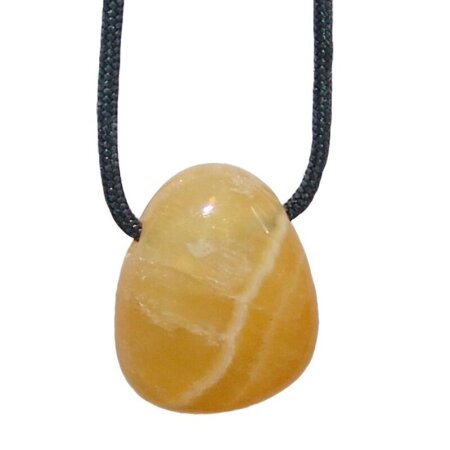 Orangencalcit Calcit Trommelstein Tropfen gebohrt (2,5 mm) ca. 30 x 20 mm Anhänger Edelstein