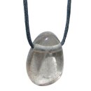 Rauchquarz Anhänger flacher Trommelstein ca. 30 x 20 mm in Tropfen Form mit Bohrung ca. 2,5 mm