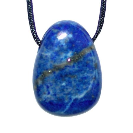 Lapislazuli Trommelstein Tropfen gebohrt (2,5 mm) ca. 25 x 20 mm Anhänger Edelstein