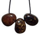 Bronzit Anhänger flacher Trommelstein ca. 30 x 20 mm in Tropfen Form mit Bohrung: ca. 2,5 mm