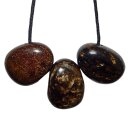 Bronzit Trommelstein Tropfen gebohrt (2,5 mm) ca. 30 x 20 mm Anhänger Edelstein