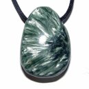 Serafinit Klinochlor Trommelstein Tropfen gebohrt (2,5 mm) ca. 30 x 20 mm Anhänger Edelstein