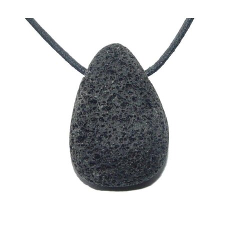 Lava Trommelstein Tropfen gebohrt (2,5 mm) ca. 30 x 20 mm Anhänger Edelstein
