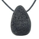 Lava Anhänger flacher Trommelstein ca. 30 x 20 mm in...