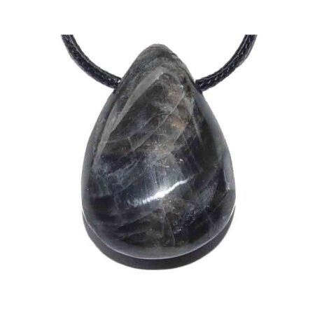 Mondstein schwarz Trommelstein Tropfen gebohrt (2,5 mm) ca. 35 x 20 mm Anhänger Edelstein