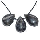 Mondstein schwarz Trommelstein Tropfen gebohrt (2,5 mm) ca. 35 x 20 mm Anhänger Edelstein