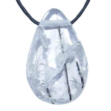 Turmalinquarz Trommelstein Tropfen gebohrt(2,5 mm) Glückstein Anhänger