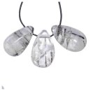 Turmalinquarz Trommelstein Tropfen gebohrt (2,5 mm) ca. 40 x 25 mm Anhänger Edelstein