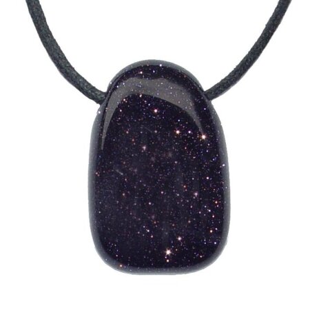 Blaufluss Anhänger ca. 30 x 20 mm flacher Edelstein in Tropfen Form mit Bohrung: ca. 2,5 mm blauer Goldfluss (synthetisch)