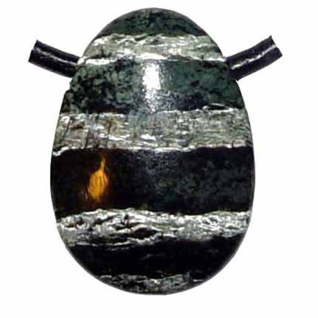 Silberauge / Serpentin gebohrt als Anhänger schöne Farbe und Maserung ca. 25 x20x12 mm