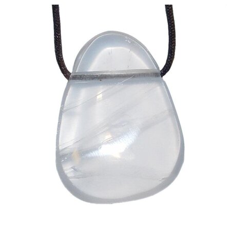 Girasolquarz/Nebelquarz Trommelstein Tropfen gebohrt (2,5 mm) ca. 35 x 30 mm Anhänger Edelstein