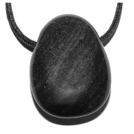 Obsidian Silber Trommelstein Tropfen gebohrt (2,5 mm) ca. 30 x 20 mm Anhänger Edelstein