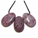 Lepidolith Trommelstein Tropfen gebohrt (2,5 mm) ca. 30 x 20 mm Anhänger Edelstein