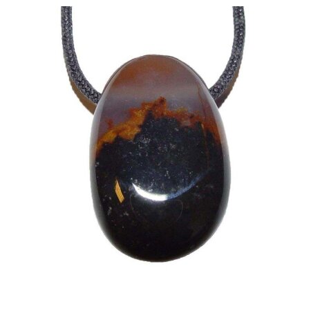 Sardonyx Trommelstein Tropfen gebohrt (2,5 mm) ca. 30 x 20 mm Anhänger Edelstein