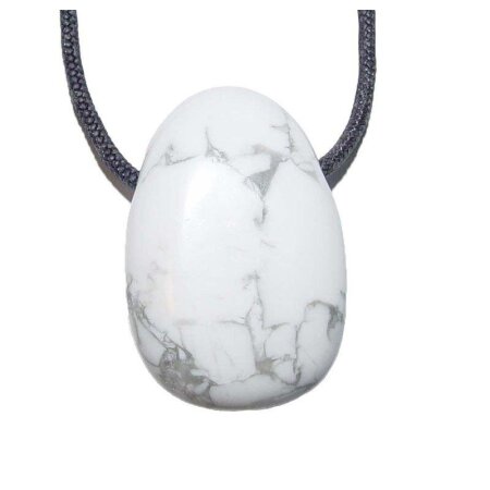 Magnesit Trommelstein Tropfen gebohrt (2,5 mm) ca. 30 x 20 mm Anhänger Edelstein