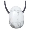 Magnesit Trommelstein Tropfen gebohrt (2,5 mm) ca. 30 x 20 mm Anhänger Edelstein