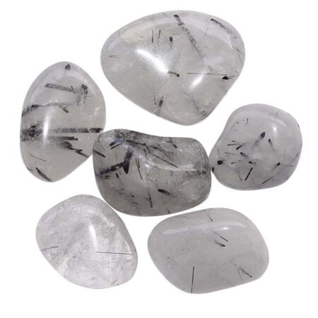 Turmalinquarz 100 g Trommelsteine, ca. 9 - 15 Steine, Glücksteine ca. 20 - 35 mm