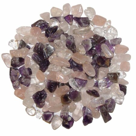 Bunte Trommelstein 1 kg Mischung mini Amethyst Rosenquarz Bergkristall