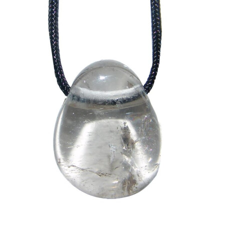 Rauchquarz Anhänger flacher Trommelstein ca. 30 x 20 mm in Tropfen Form mit Bohrung ca. 2,5 mm