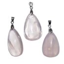 Rosenquarz Anhänger mit silberfarbenem Clip Größe *L* 30 x 25 mm