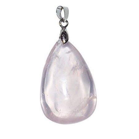 Rosenquarz Anhänger mit silberfarbenem Clip Größe *M* 25 x 20 mm