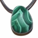 Malachit Trommelstein Tropfen gebohrt (2,5 mm) ca. 30 x 25 mm Anhänger Edelstein