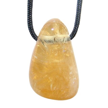 Citrin (Amethyst gebrannt) Trommelstein Tropfen gebohrt (2,5 mm) ca. 30 x 20 mm Anhänger Edelstein