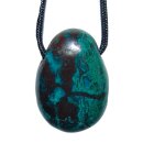 Chrysokoll Trommelstein Tropfen gebohrt (2,5 mm) ca. 30 x 20 mm Anhänger Edelstein
