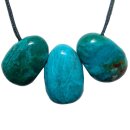 Chrysokoll Trommelstein Tropfen gebohrt (2,5 mm) ca. 30 x 20 mm Anhänger Edelstein