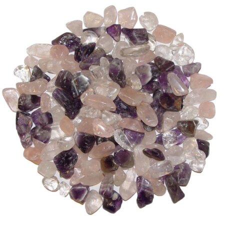 Bunte Trommelstein 500 g Mischung mini - kleine Natur Steine  Amethyst Rosenquarz Bergkristall