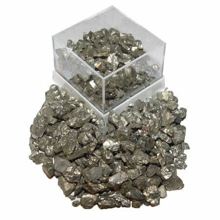 Pyrit kleine Kristalle auch Katzengold genannt in Box ideal Schatzsuche Sandkasten