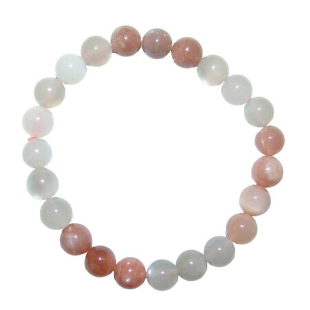 Mondstein Armband Kugel 8 mm  schöne schimmernde Natur Farbe auf Stretchband