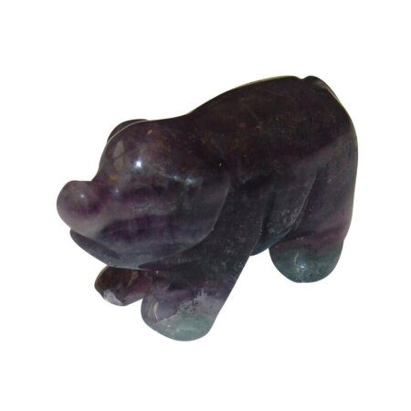 Fluorit Schwein - Glücksschwein grün lila ca. 50 x 30 mm