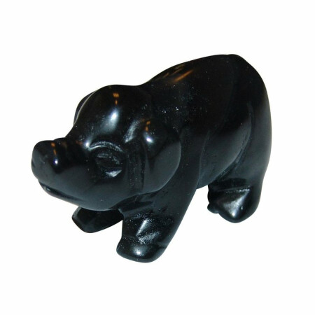 Obsidian schwarz Schwein - Glücksschwein ca. 50 x 30 mm