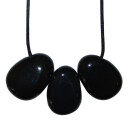 Onyx Anhänger flacher Trommelstein ca. 30 x 20 mm in Tropfen Form mit Bohrung ca. 2,5 mm