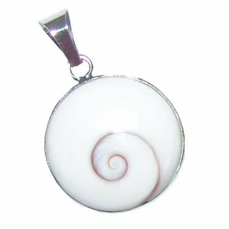 Operculum (Shiva - Auge) 925er Silber Anhänger mit Blume des Lebens beidseitig tragbar ca. 15  mm mit Öse.