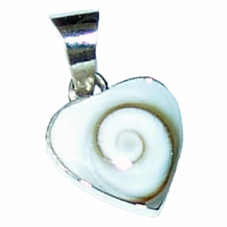 Operculum (Shiva - Auge) 925er Silber Herz Anhänger  ca. 10  x 10  mm mit Öse.
