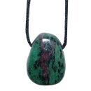 Rubin Zoisit Trommelstein Tropfen gebohrt (2,5 mm) ca. 25 x 20 mm Anhänger Edelstein